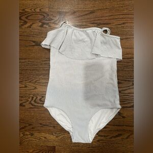 H&M Blue and White Striped Swimsuit